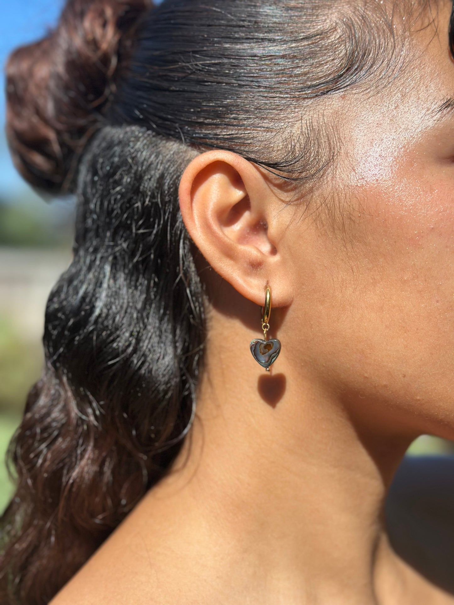 Pāua Heart Earrings
