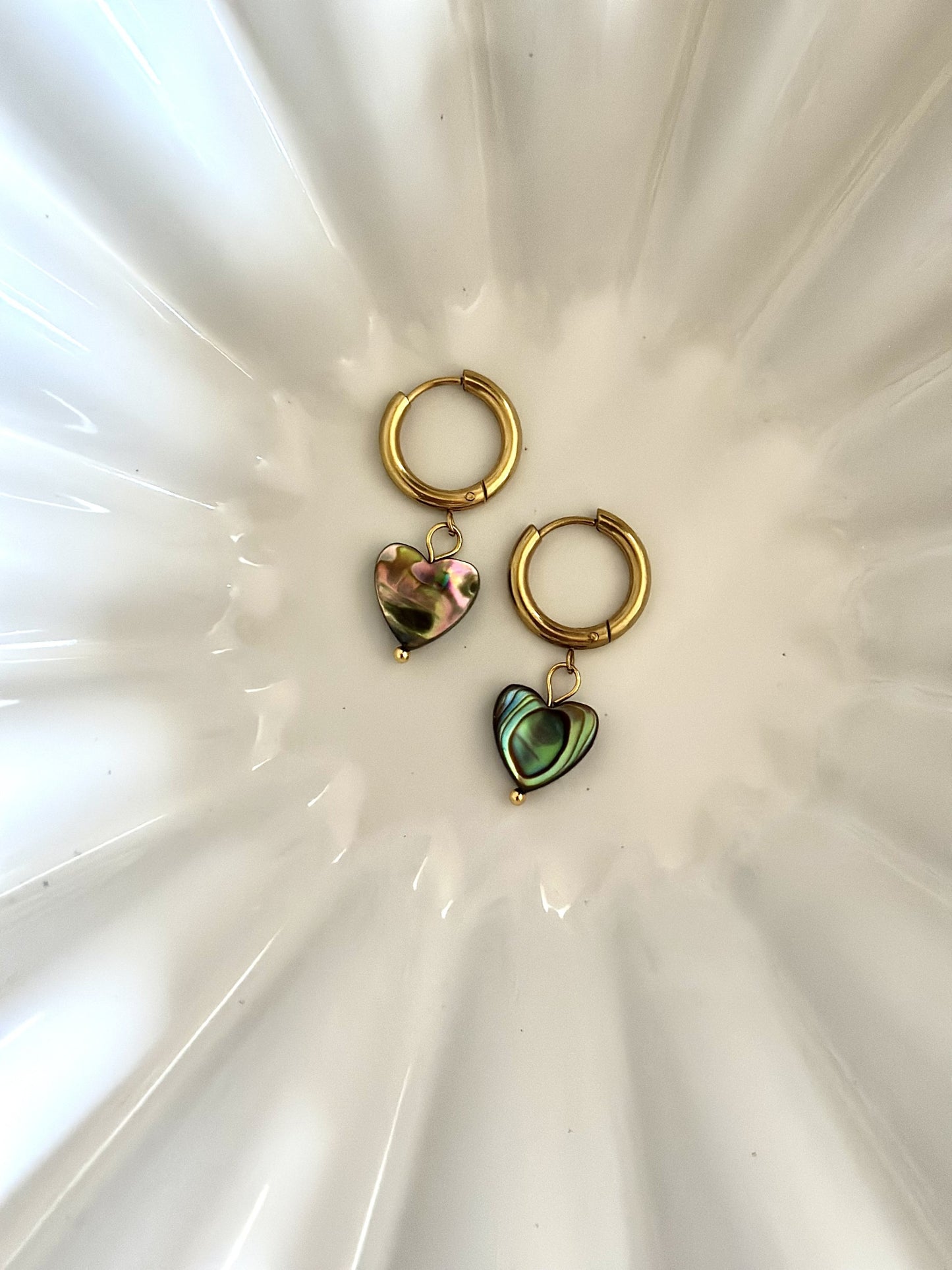 Pāua Heart Earrings